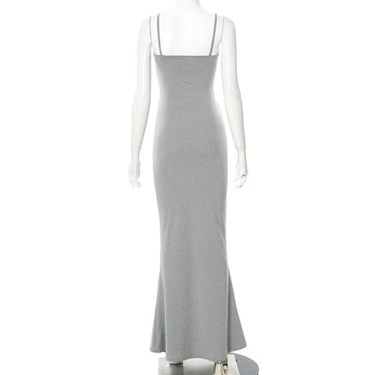 Y2K – robe Maxi Sexy pour femmes, dos nu, Slim, robe de soirée, pull concis, longue, moulante, marron, automne 2025