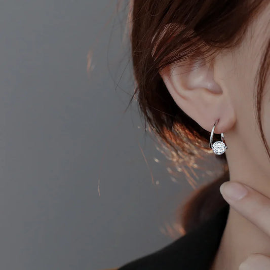Boucles d'oreilles en argent Sterling 925, cerceau en Zircon coréen, tempérament Simple, exquis, tendance, bijoux Sexy, cadeau, offre spéciale