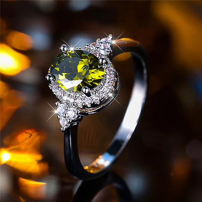 Bague de fiançailles en pierre de Zircon ovale noir pour femme, mignon, tendance, couleur argent, bijoux de mariée, cadeau pour femmes