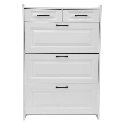 Armoire à chaussures Armoire à chaussures blanche étroite pour 18 paires de chaussures réglables avec 2 tiroirs pour couloir d'entrée blanc