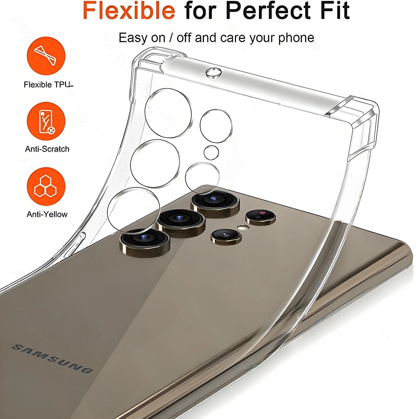 Coque Souple Transparente Antichoc – Anti-Rayures, Anti-Dérapante et Anti-empreintes pour Samsung Galaxy S25 / S24 / S23 / S22 / S20 / S10 / S9 / S7