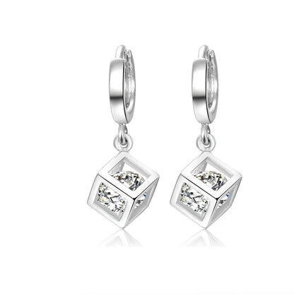 Boucles d'oreilles créoles en argent regardé 925 pour femmes, cube magique simple, accessoires de bijoux de mariage, tempérament
