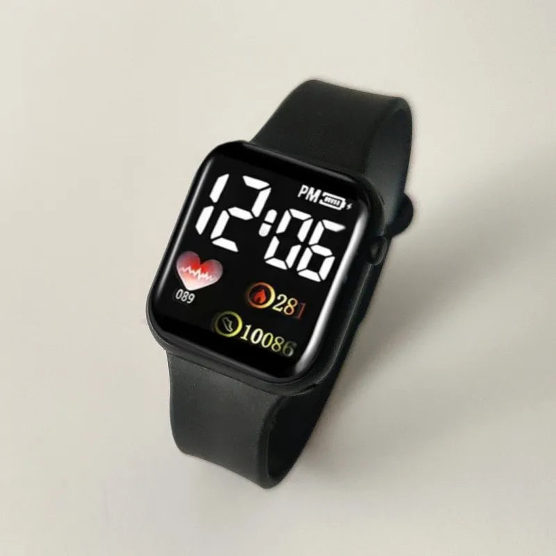 Montre LED Enfants et Femmes – Bracelet Plastique, Étanche et Numérique