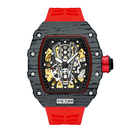 Famous Mechanical Man Watches Classic RM Luxury Design Automatic Visable Wristwatch 10 Color Causal Men Watch Rubber Strap Belt