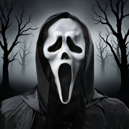 Masque facial fantôme de cri, masque d'aMasque Fantôme de Crier – Masque d’Horreur en Latex pour Halloween et Cosplayhorreur de film officiel pour Halloween, Cosplay et Costumes effrayants pour adultes, accessoire de masque tueur