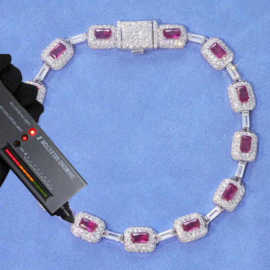 ✨ Bracelet Chaîne Unisexe en Argent – Moissanite & CZ – Style Hip-Hop/Rock