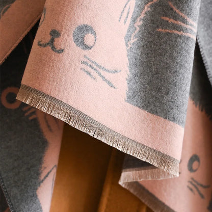 🧣 Écharpe Jacquard Chat IROJEFF – Douceur & Chaleur Hivernale