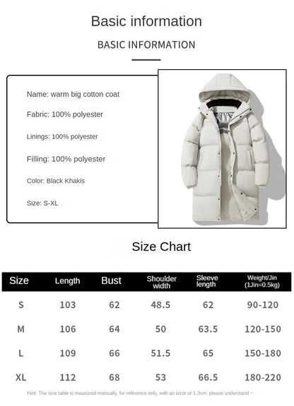 Parka chauffante à capuche pour homme, veste rembourrée, manteau long, veste chaude, technologie graphène, style coréen, haut de gamme, couple, hiver, 2024