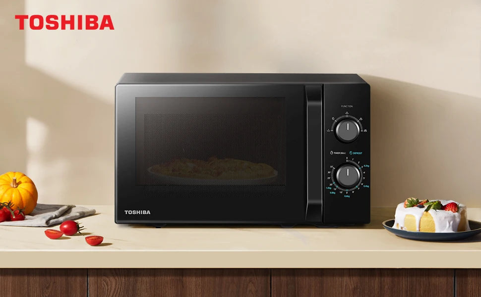 Toshiba Four à micro-ondes MW2-MM20P(BK) 20 l, 800 W, 5 Matériaux recyclables avec fonction de dégivrage pratique, Éclairage LED, MW2-MM20P(BK)