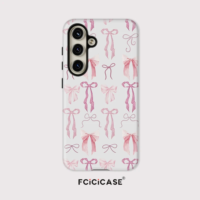 Fcicicase luxe rose noeud papillon coque de téléphone pour Samsung Galaxy A56 5G A36 A 36 A16 A26 antichoc double couche TPU PC couverture souple