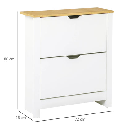 Meuble à Chaussures HOMCOM – 2 Tiroirs Pliants, 12 Paires, Bois Mélaminé Blanc 72x26x80 cm
