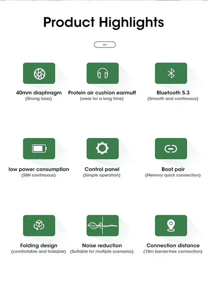 Bluetooth Headphones Max – Son Haute Fidélité & Confort Absolu