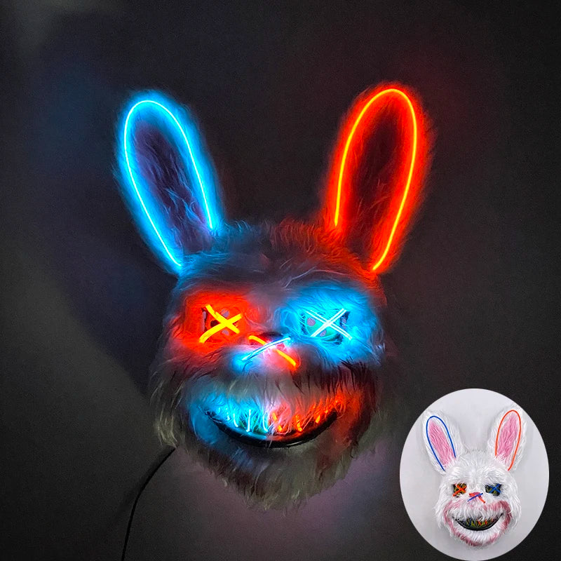 Masque de Lapin Sanglant LED – Halloween, Cosplay et Fête Effrayante
