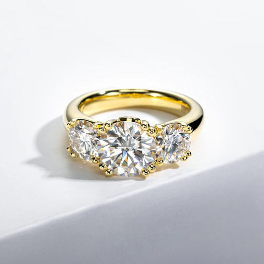 Bague Femme Argent 925 Sterling Or Jaune avec Moissanite – Trendy pour Engagement