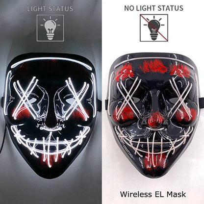 Masque Néon Lumineux EL – Halloween, Cosplay et Purge Effrayant pour Adultes