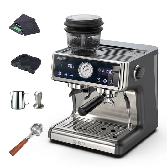 HiBREW H7A – Machine à Expresso Professionnelle 20 Bars avec Moulin Intégré &amp; Écran LCD