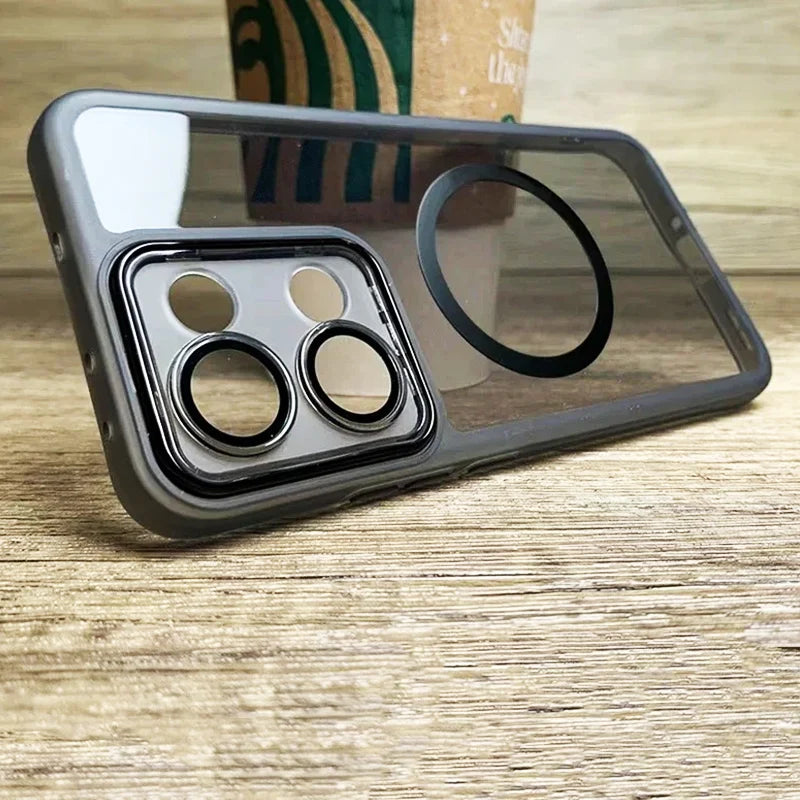 Coque Magnétique Silicone Mat – Compatible MagSafe, Anti-Dérapante et Ultra-Fine avec Dos Transparent pour iPhone