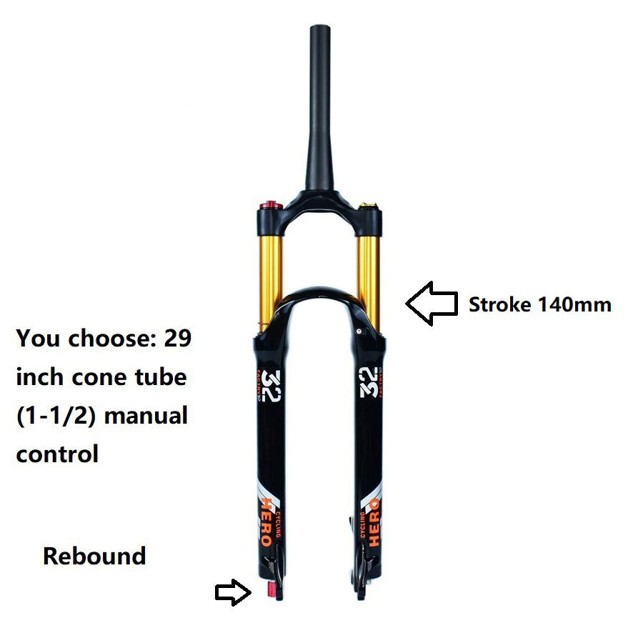 🚴♂️ Fourche à Air VTT en Alliage de Magnésium – Amortisseur de Rebond 140mm