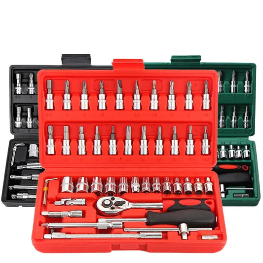 🔧 Kit de Clés à Douille 46 Pièces – Réparation Auto & Maison