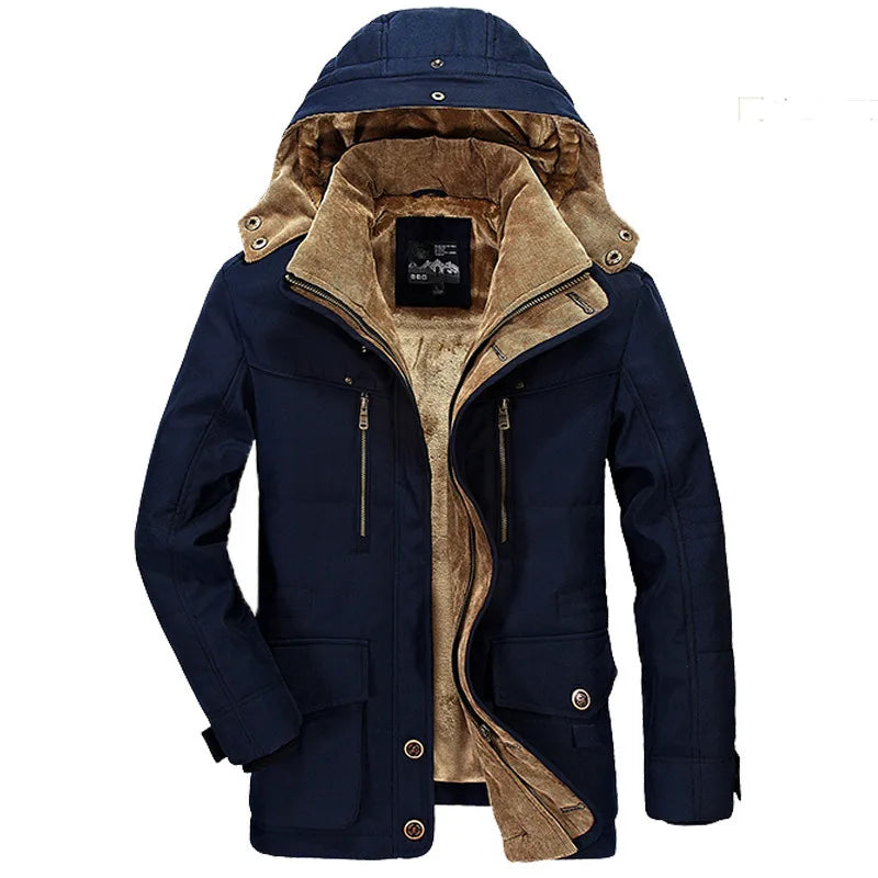 Bonne qualité mâle Fit manteaux d'hiver multi-poches Cargo vestes hommes longs manteaux d'hiver doudoune à capuche décontracté chaud Parkas 7XL