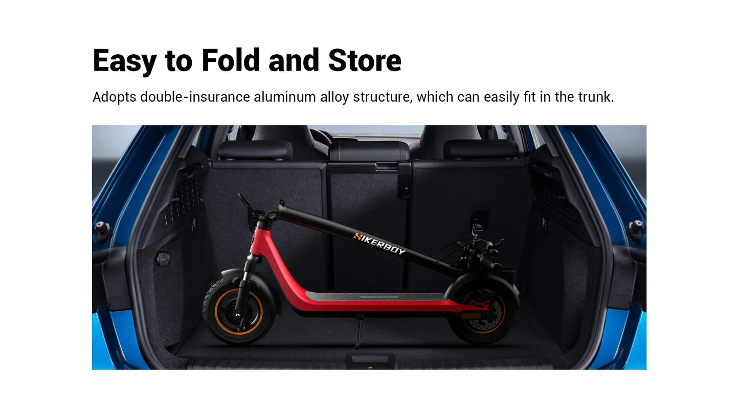 HIKERBOY CURTIS – Scooter Électrique Pliable 350W, Autonomie 40-60 km, Pneus 10"
