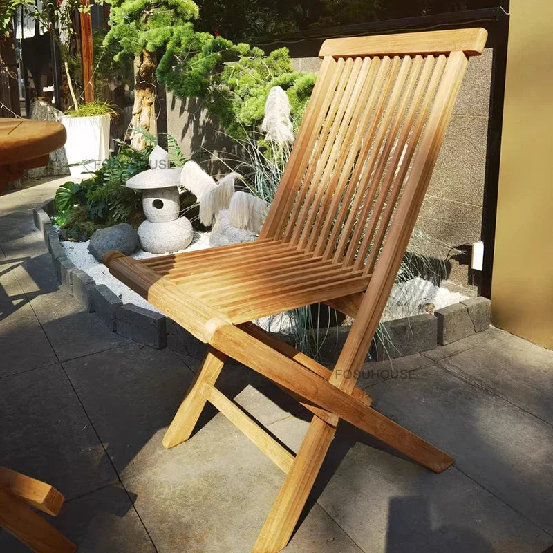 Meubles de Patio en plein air en teck nordique, ensemble d'extérieur, meubles de jardin de Villa, Table et chaises pliantes de loisirs, mobilier d'extérieur