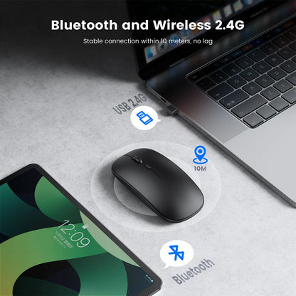 Souris Bluetooth Rechargeable - Silencieuse et Ergonomique