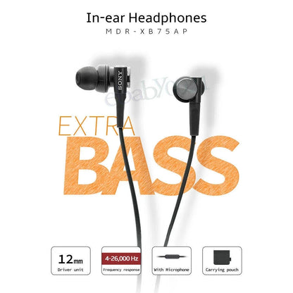 Écouteurs Intra-Auriculaires Sony MDR-XB75AP Extra Bass avec Micro, Filaires 3.5mm et ANC Premium