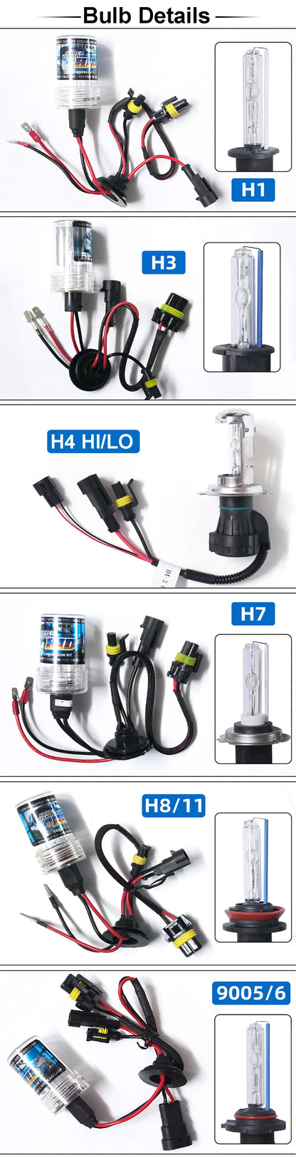 Kit d'ampoule au xénon HID 55W, 2 pièces, H1 H4 H7 H11 9005 9006 3000K 4300K 6000K 8000K 12000K DC 12V, phare antibrouillard pour voiture