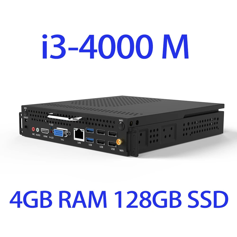 JINGSHA HM87 OPS 4e génération Intel Mini PC 2.4G LAN ordinateur de bureau Windows 10 4GB RAM 128GB ROM double bande WiFi Bluetooth USB Mini ordinateur