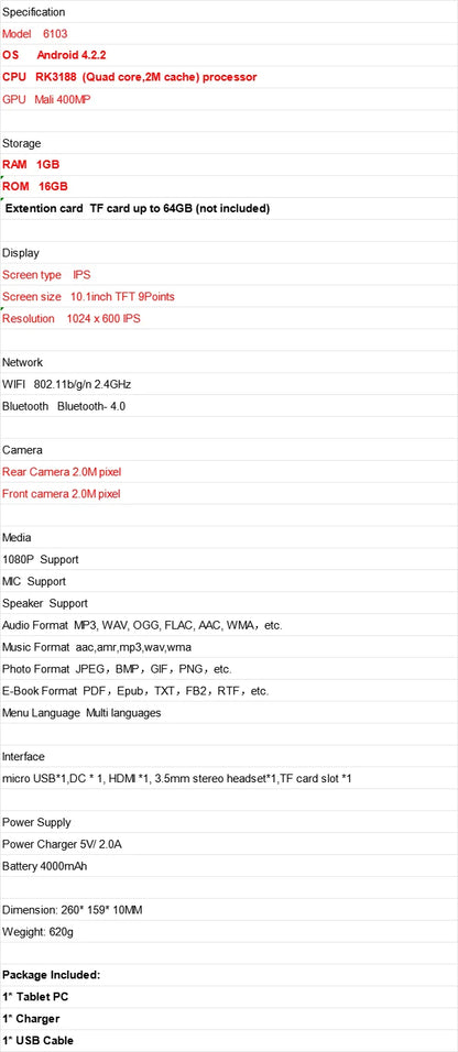 10.1 pouces QDYS Android 8.1 appel téléphonique tablette 2GB RAM 16GB ROM double caméra 1280*800 IPS Quad-Core 1.3GHz MTK6735 CPU carte SIM