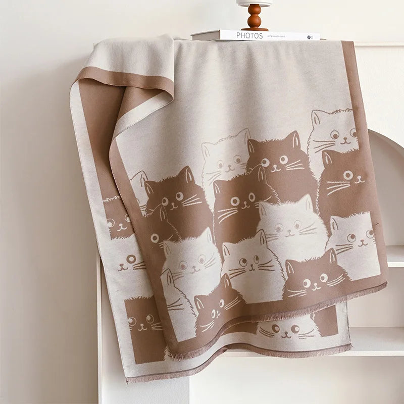 🧣 Écharpe Jacquard Chat IROJEFF – Douceur & Chaleur Hivernale