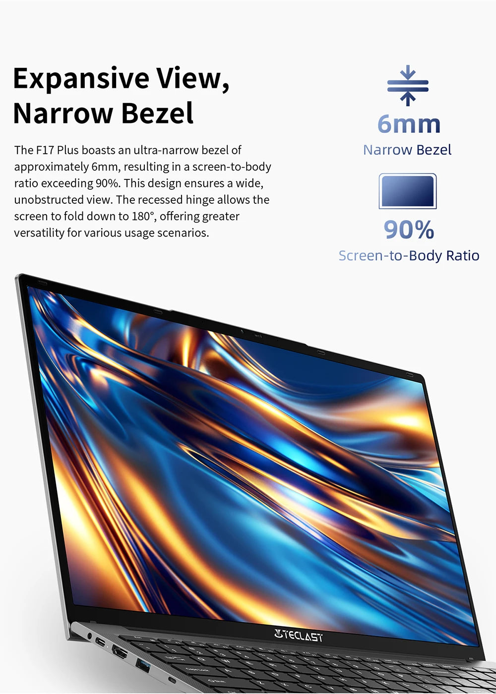 💻 Teclast F17Plus – Ordinateur portable 17.3" IPS, Intel N95, 16GB RAM, 512GB SSD