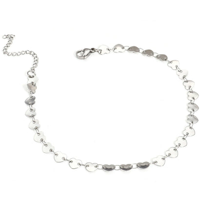 Bracelet de cheville en acier inoxydable 304 pour femmes, chaîne à maillons faite à la main, couleur argent, chaîne de jambe, pied, bijoux cadeau, 1 pièce
