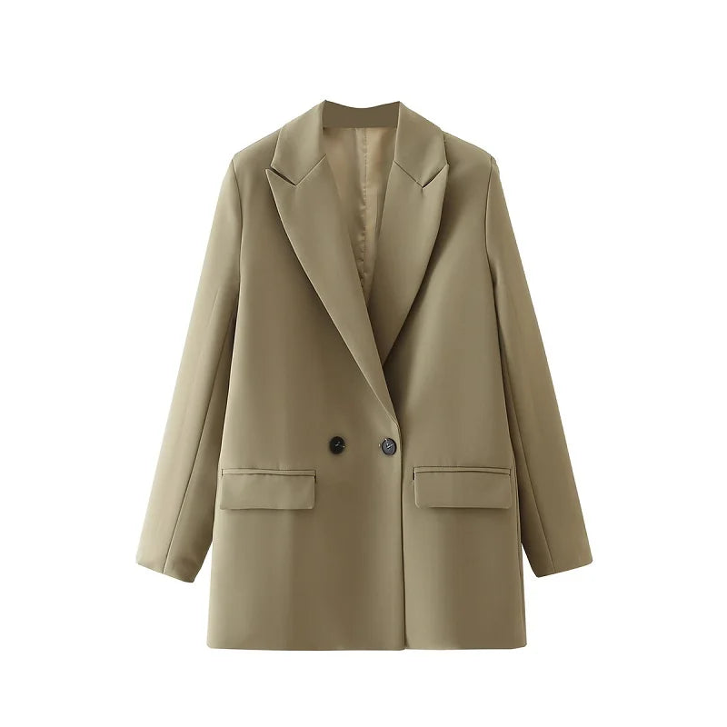 Blazer TRAF pour femme noir, beige, kaki, bleu, vert, gris - Manteau de mode pour femme, veste de bureau, blazers pour femmes, vêtements d'extérieur 2024