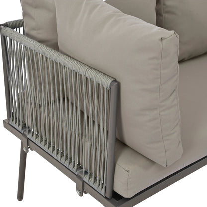 Canapé d'angle extérieur résistant aux intempéries, mobilier de patio extérieur, dormez 8, avec 2 tables et 4 sièges d'amour, coussins inclus