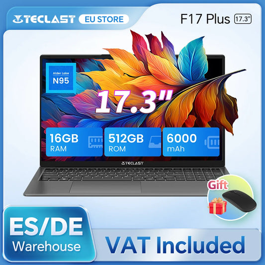 💻 Teclast F17Plus – Ordinateur portable 17.3" IPS, Intel N95, 16GB RAM, 512GB SSD