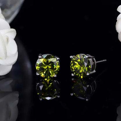 Boucles d'oreilles rondes en cristal rouge vert pour femmes et hommes, bijoux de mariage, arc-en-ciel mystique, feu, bleu, vert, Zircon, Double boucles d'oreilles