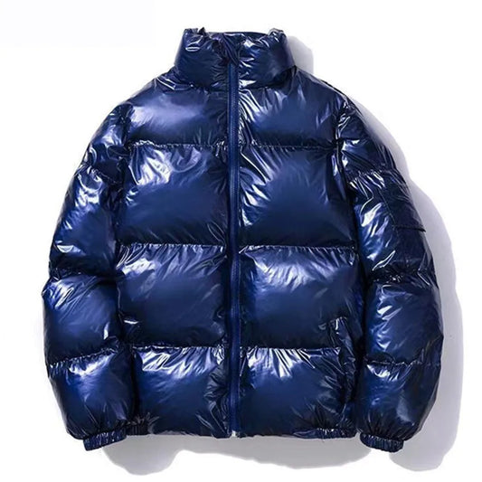 🧥 Veste Rembourrée Brillante pour Hommes – Parka Streetwear Hiver