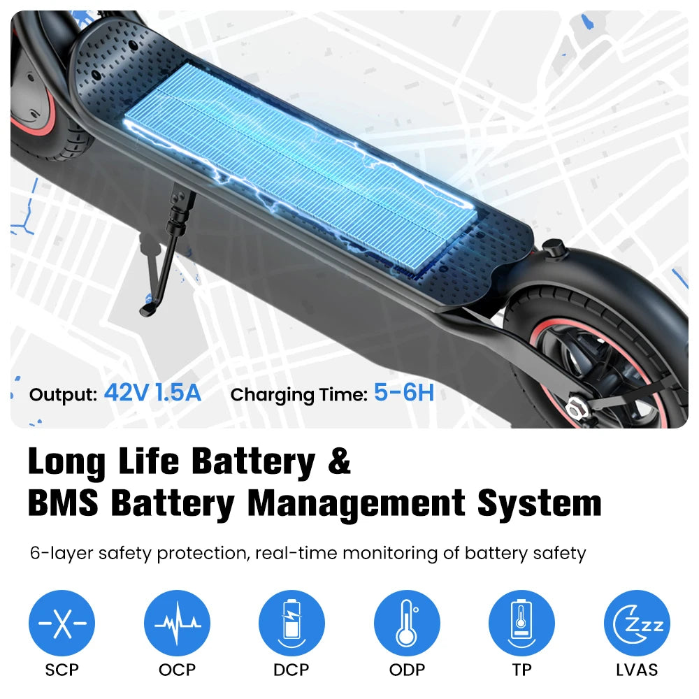 iScooter W6 10 pouces Scooter électrique 500W adulte e-scooter 36V 10.5Ah 35 km/h vitesse Support APP 30km portée ville Scooters électriques