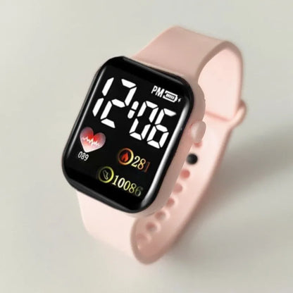 Montre LED Enfants et Femmes – Bracelet Plastique, Étanche et Numérique