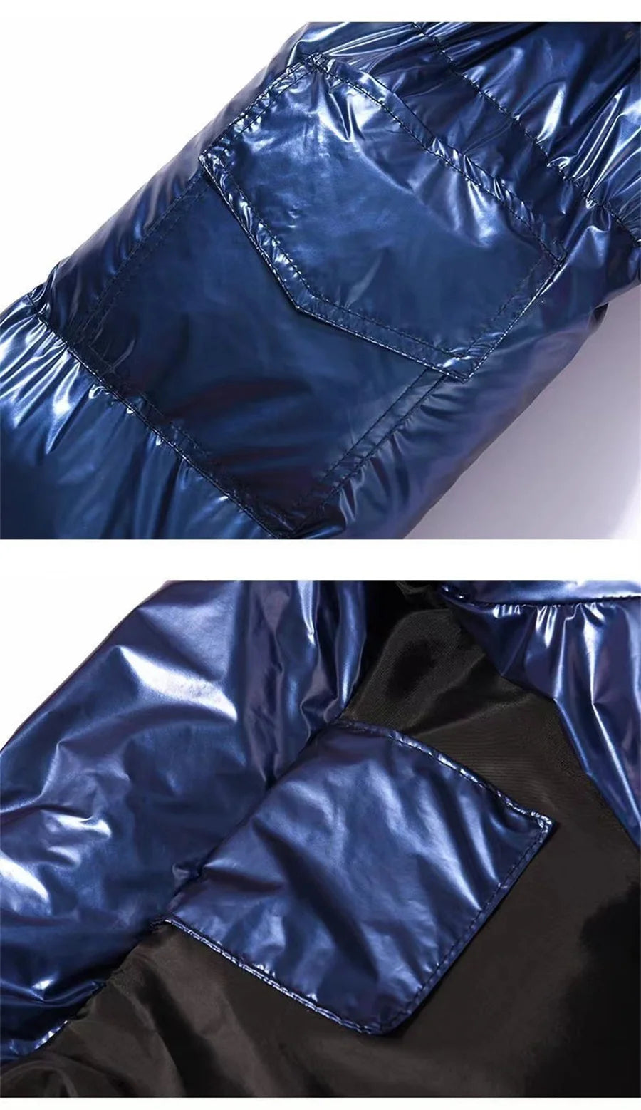 🧥 Veste Rembourrée Brillante pour Hommes – Parka Streetwear Hiver