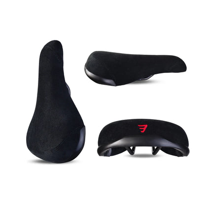 Funsea – Selle de vélo pour enfants en flanelle noire, logo brodé multicolore, confortable et résistante