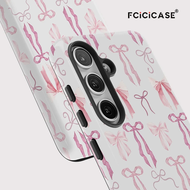 Fcicicase luxe rose noeud papillon coque de téléphone pour Samsung Galaxy A56 5G A36 A 36 A16 A26 antichoc double couche TPU PC couverture souple