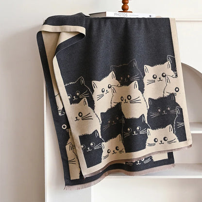 🧣 Écharpe Jacquard Chat IROJEFF – Douceur & Chaleur Hivernale