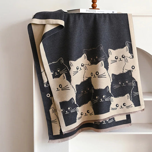 🧣 Écharpe Jacquard Chat IROJEFF – Douceur & Chaleur Hivernale