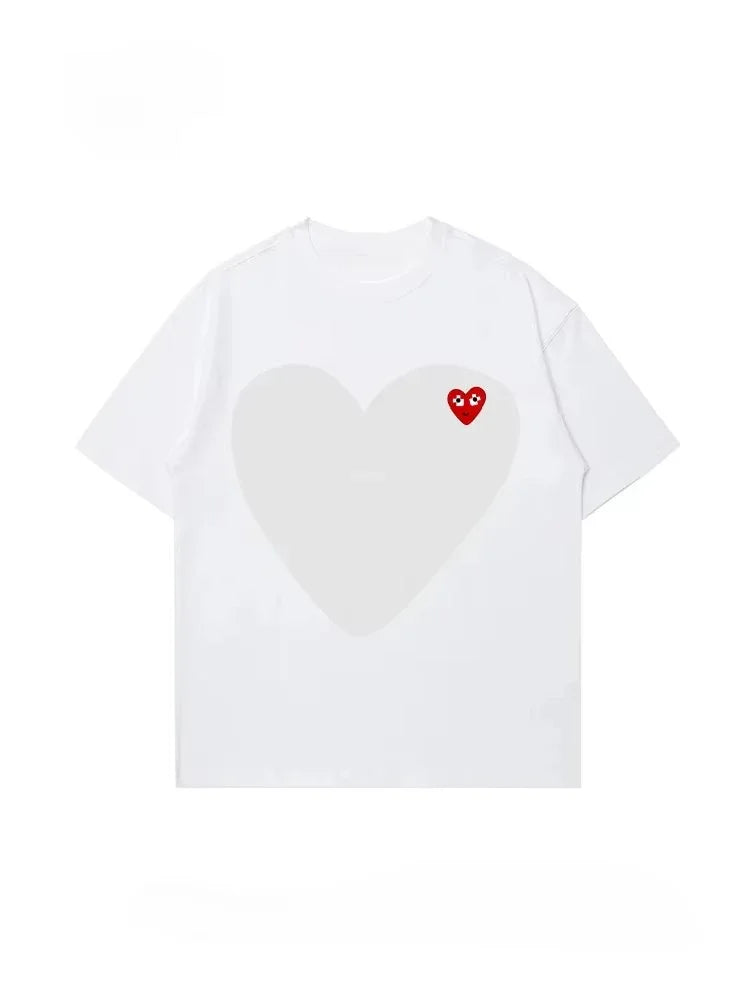 T-shirt femme été coton – Ample, imprimé amour, manches courtes, col rond tendance 2025