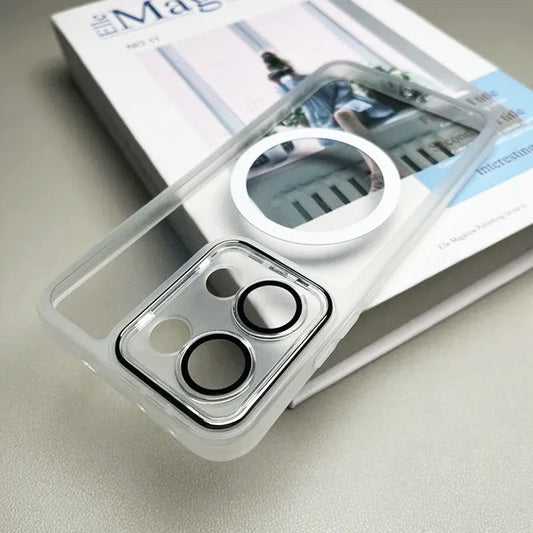 Coque Magnétique Silicone Mat – Compatible MagSafe, Anti-Dérapante et Ultra-Fine avec Dos Transparent pour iPhone