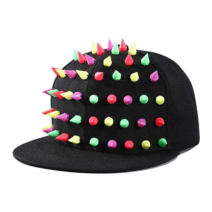 Casquette Punk Hérisson Unisexe – Snapback à Rivets Pointus Style Hip Hop Rock Danse