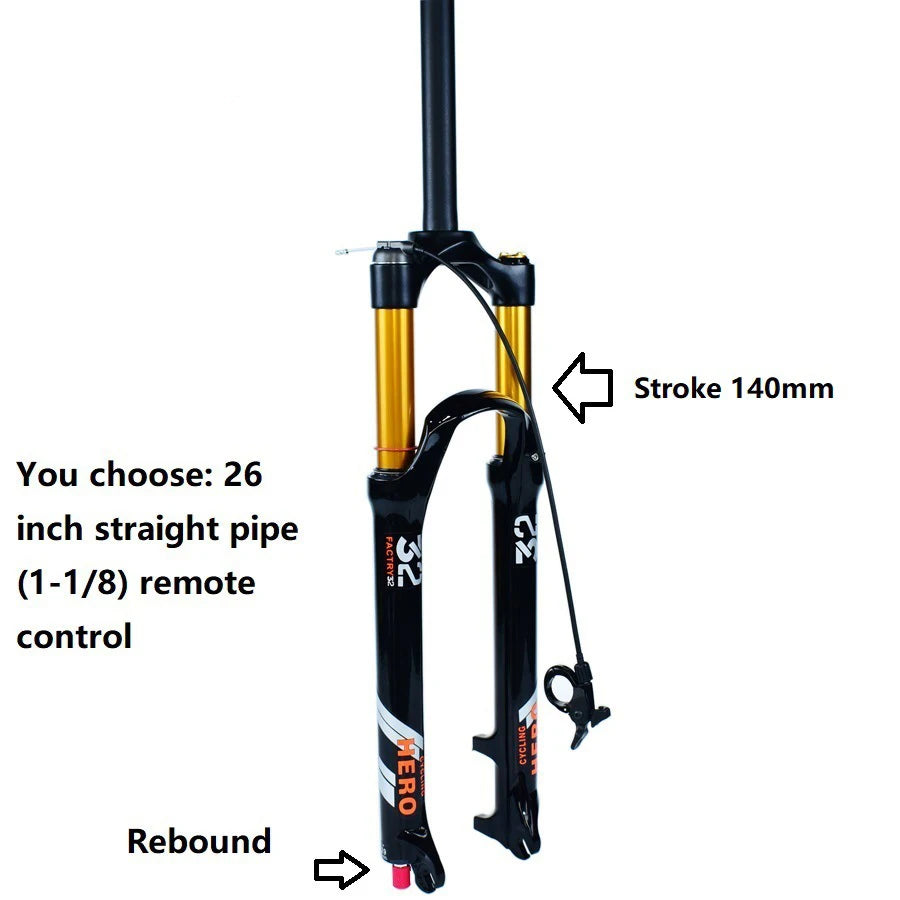 🚴♂️ Fourche à Air VTT en Alliage de Magnésium – Amortisseur de Rebond 140mm
